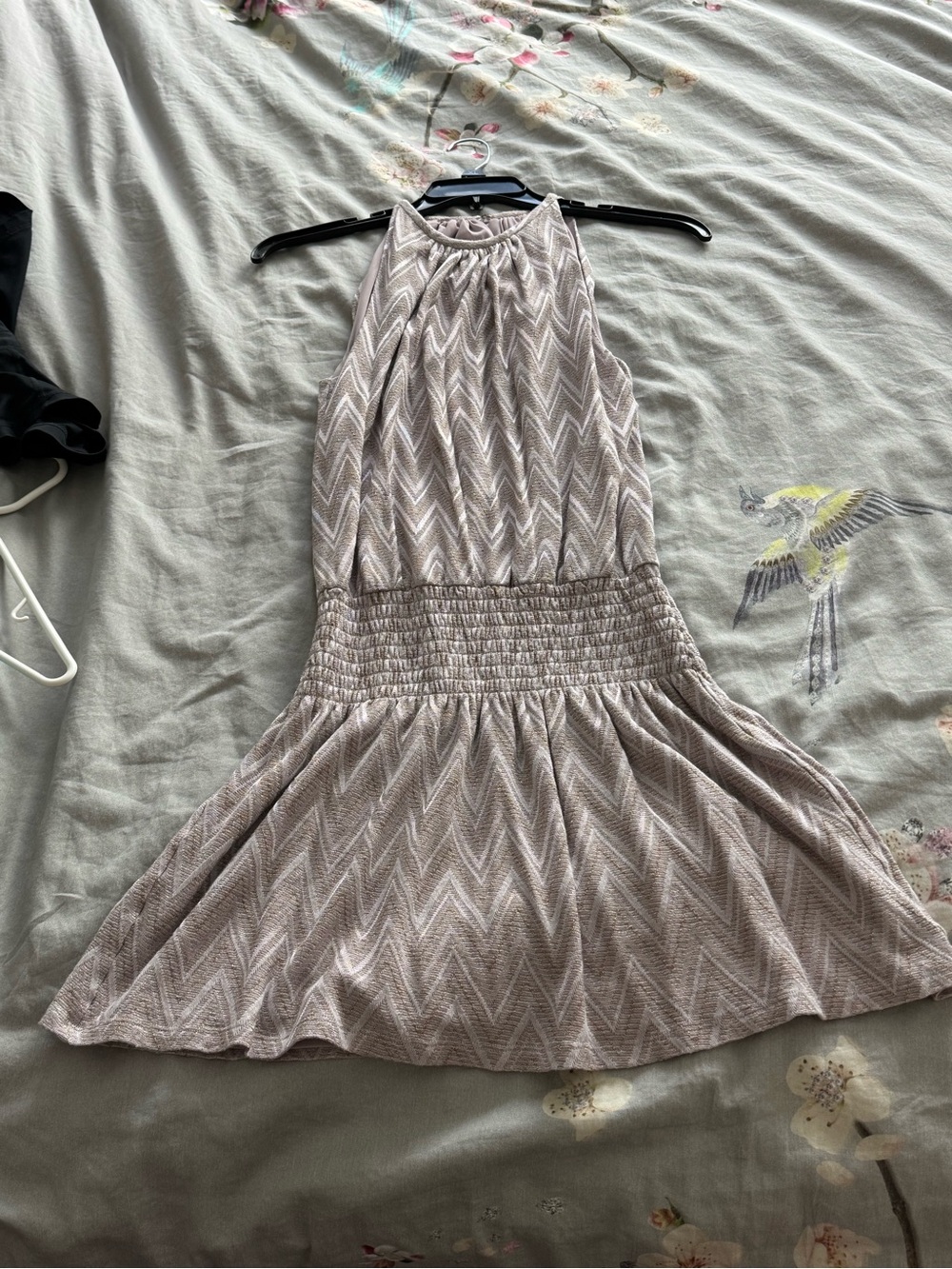 Ramy Brook Lilac Taupe Chevron Halter Mini Dress